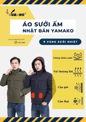Áo sưởi Ấm Super Heating Yamako 9 vùng sưởi nhiệt màu XANH THAN