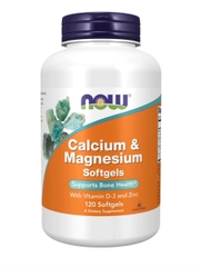 NOW Calcium & Magnesium Softgels (120 Viên) - Bổ sung Canxi & Magie cho xương và cơ bắp chắc khỏe