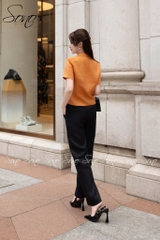 SONO - Áo linen cổ danton thêu nắp túi