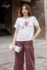 SONO - Áo chất linen thêu hoa ngực