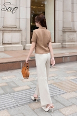 SONO - Áo linen cổ danton thêu nắp túi