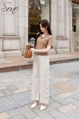 SONO - Áo linen cổ danton thêu nắp túi