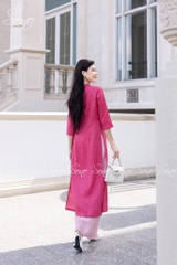SONO - Áo dài hồng thêu quấn bông