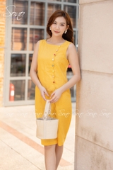 SONO - Đầm linen lượn sóng nút nhiều màu