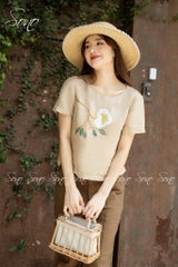 SONO - Áo chất linen thêu hoa ngực