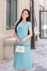 SONO - Đầm linen quấn bông bằng tay