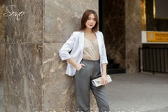 SONO - Áo vest linen tay lỡ nút bọc