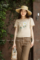 SONO - Áo chất linen thêu hoa ngực