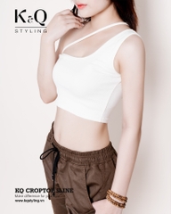 Áo croptop thun cotton borip 1 dây lệch vai xéo