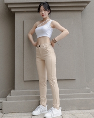 Quần Kaki Nữ Ống Đứng Màu Kem Nhạt | KQSTYLING Basic Line
