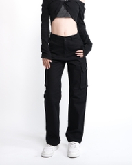 Quần Cargo Nữ Ống Suông Túi Hộp KQSTYLING Form Rộng Màu Đen C1