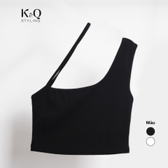 Áo croptop thun cotton borip 1 dây lệch vai xéo