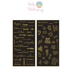 Sticker nhãn dán cổ điển Anh PET vàng ánh kim trang trí sổ