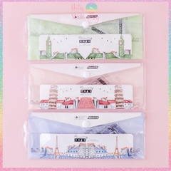 Bộ thước eke 4 món Hotis đo độ, đo góc trong suốt