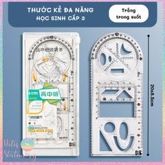 Thước kẻ đa năng HOTIS thước vẽ hình học đa chức năng hỗ trợ học toán
