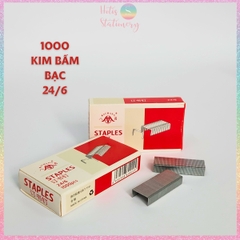 Hộp 1000 kim bấm 24/6 màu bạc, đồng - Loại lớn