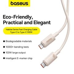 Baseus Habitat Series Fast Charging Cable Type-C to Type-C 100W Cho i.P 15 S.a.m.S.u.n.g M.a.c.b.o.o.k Laptop