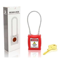 Ổ KHÓA AN TOÀN SỢI CÁP 1 CHÌA MÀU ĐỎ Lockout BAN-206-RED / Steel Cable Safety Padlock-KD, 1 key/ padlock Red