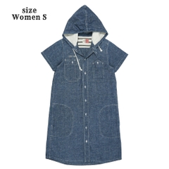 Old Betty's Chambray Hooded Shirt Women Size S