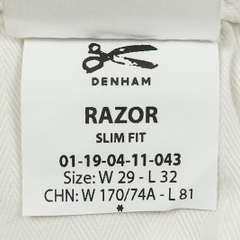 Denham Razor Slim White Denim Jeans Size 29