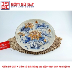 Mâm bồng men rạn sen nổi