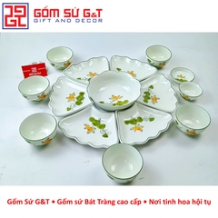 Bộ mặt trời men kem vẽ sen vàng