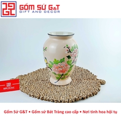 Lọ hoa dáng đùi dế vẽ chim hoa phù dung