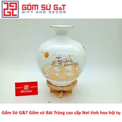 Quà tặng bóng hút tài lộc tứ cảnh thuận buồm xuôi gió màu trắng vẽ vàng kim 24K