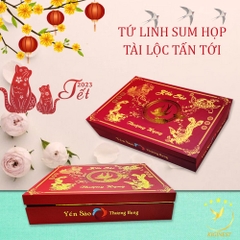 Bộ Hộp Quà Giấy Ép Kim Tứ Linh 100G