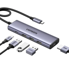 Hub chuyển đổi UGREEN 15596 USB-C ra 3 cổng USB-A 3.0 , 1 cổng HDMI, 1 cổng USB-C PD