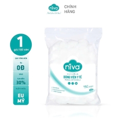Combo 5 Gói 100 Bông Gòn Viên Tròn Y Tế Niva YB2 Đường Kính 27mm Nhét Tai Cho Mẹ, Phụ Nữ Sau Sinh An Toàn Tiệt Trùng