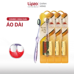 Combo 3 Bàn Chải Đánh Răng Lipzo Áo Dài Cỡ Lớn Dành Cho Người Lớn Công Nghệ Chỉ Tơ Xoắn Kép Kháng Khuẩn Siêu Mảnh