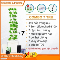 Combo 7 Trụ đứng Trồng Rau Thủy Canh kèm 7 cặp DD/Bơm/mút xốp/Hạt giống/Khay ươm