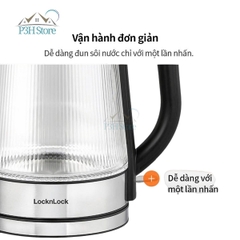 Ấm đun siêu tốc Lock&Lock 1.8L thân bình thủy tinh công suất 1850W - 2200W EJK256BLK P3H