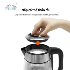 Ấm đun siêu tốc Lock&Lock 1.8L thân bình thủy tinh công suất 1850W - 2200W EJK256BLK P3H