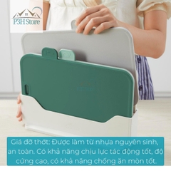 Bộ 4 Thớt nhựa kháng khuẩn đa năng có giá đỡ Inochi Yoko chống trượt, dày dặn P3H