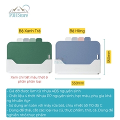 Bộ 4 Thớt nhựa kháng khuẩn đa năng có giá đỡ Inochi Yoko chống trượt, dày dặn P3H