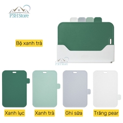 Bộ 4 Thớt nhựa kháng khuẩn đa năng có giá đỡ Inochi Yoko chống trượt, dày dặn P3H