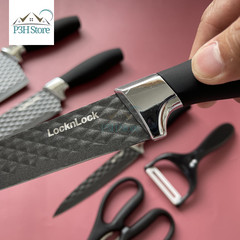 Bộ dao 6 món chống dính LocknLock bằng thép không gỉ 4 dao 1 bào 1 kéo CKK103S6
