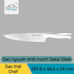 Dao thái Dao Santoku Dao gọt cán liền nguyên khối Inochi Sakai SLEEK chất liệu thép cứng cáp sắc bén P3H