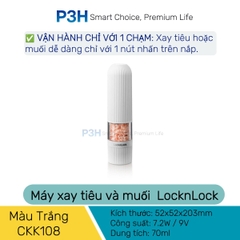 Máy xay muối và tiêu 1 chạm LocknLock One Touch Salt & Pepper Prinder, dung tích 70ml, màu trắng/đen CKO118