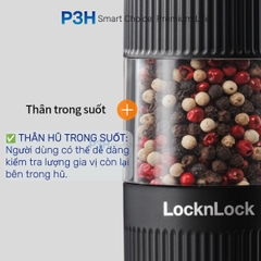 Máy xay muối và tiêu 1 chạm LocknLock One Touch Salt & Pepper Prinder, dung tích 70ml, màu trắng/đen CKO118