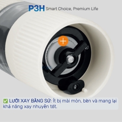 Máy xay muối và tiêu 1 chạm LocknLock One Touch Salt & Pepper Prinder, dung tích 70ml, màu trắng/đen CKO118