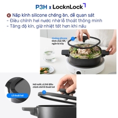 Nồi Chảo chống dính LocknLock Square-IH Thiết Kế Vuông Độc Đáo, Dùng được bếp từ, Nắp kính silicone tiện lợi P3H