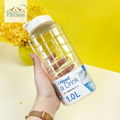 Bình đựng nước nhựa Lock&Lock Chess Water Bottle 1.0L/1.5L Nắp màu trắng HAP810 HAP812 P3hstore
