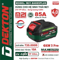 Pin DEKTON M21 Plus 21V – Dùng Cho Máy Khoan, Cắt, Siết Chân Phổ Thông hệ M21