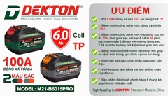 Pin DEKTON M21 Plus 21V – Dùng Cho Máy Khoan, Cắt, Siết Chân Phổ Thông hệ M21