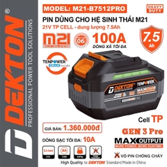 Pin DEKTON M21 Plus 21V – Dùng Cho Máy Khoan, Cắt, Siết Chân Phổ Thông hệ M21