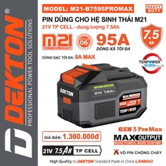 Pin DEKTON M21 Plus 21V – Dùng Cho Máy Khoan, Cắt, Siết Chân Phổ Thông hệ M21