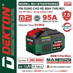 Pin DEKTON M21 Plus 21V – Dùng Cho Máy Khoan, Cắt, Siết Chân Phổ Thông hệ M21